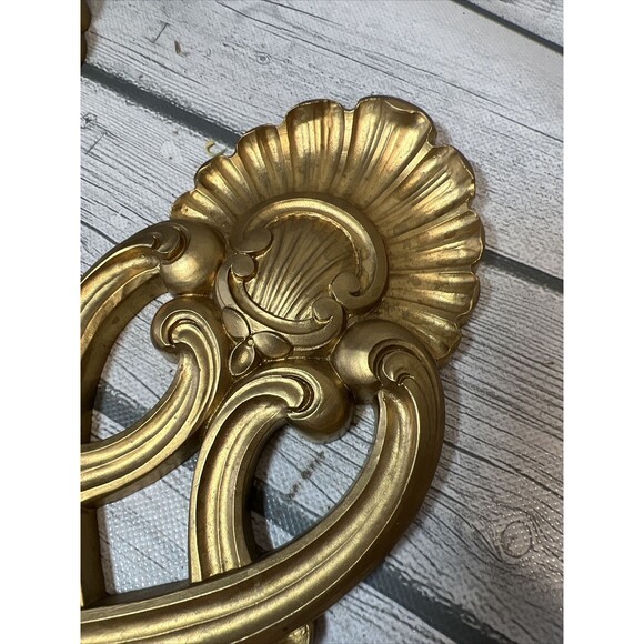Pair Of Vtg Homco Wall Candle Sconce Regency Gold Tone Homco 1988 ~ USA - Picture 5 of 8
